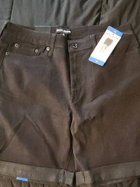 Dkny Women Black Flat Front JEAN Shorts New NWT